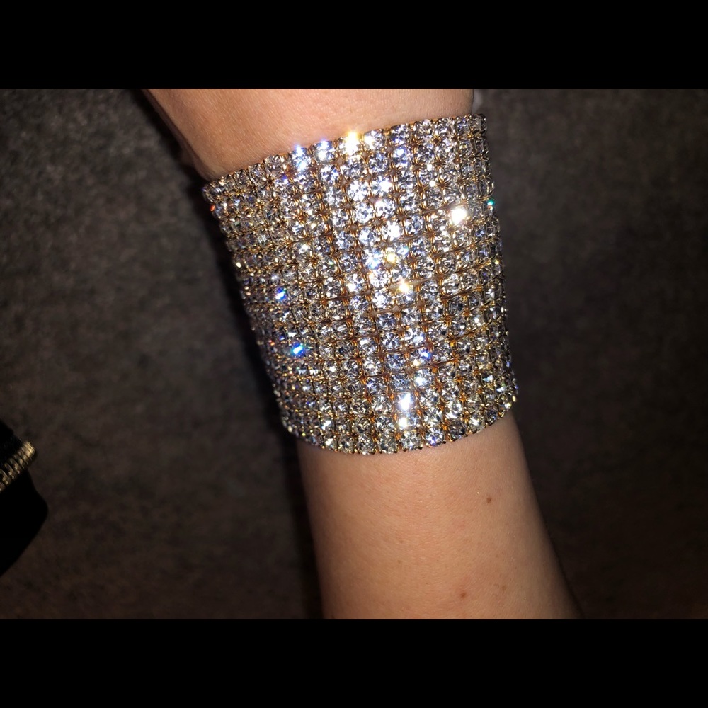 Stretch Rhinestone Bracelet - Crystal Gold NEW
